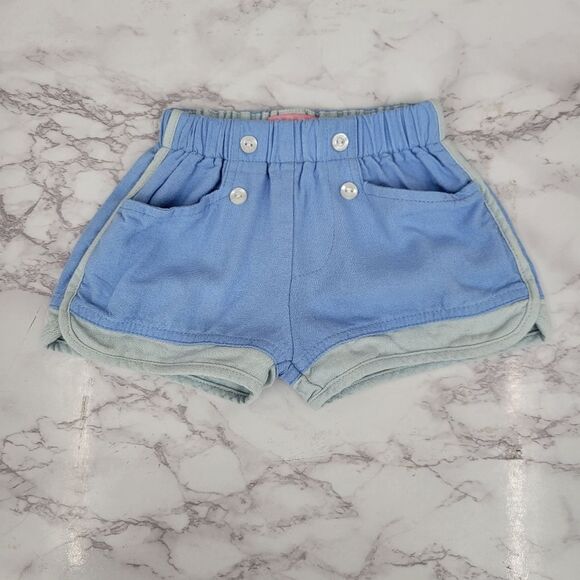 Bisby Sailor Shorts Blue Linen Blend Girls Kids Shorts Toddler 2T - Picture 2 of 9